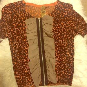 Orange leopard cardigan